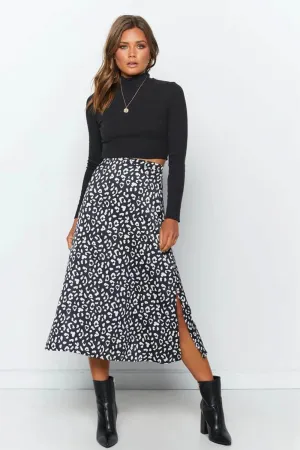 Casual Chiffon Leopard Print Split Long Skirts