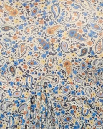 Celina Mesh Flared Top | Blue Orange Paisley