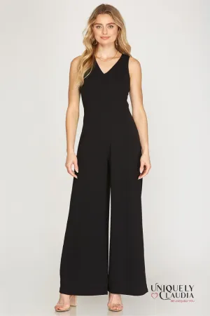 Chantal Sleeveless Knit Open Back Jumpsuit