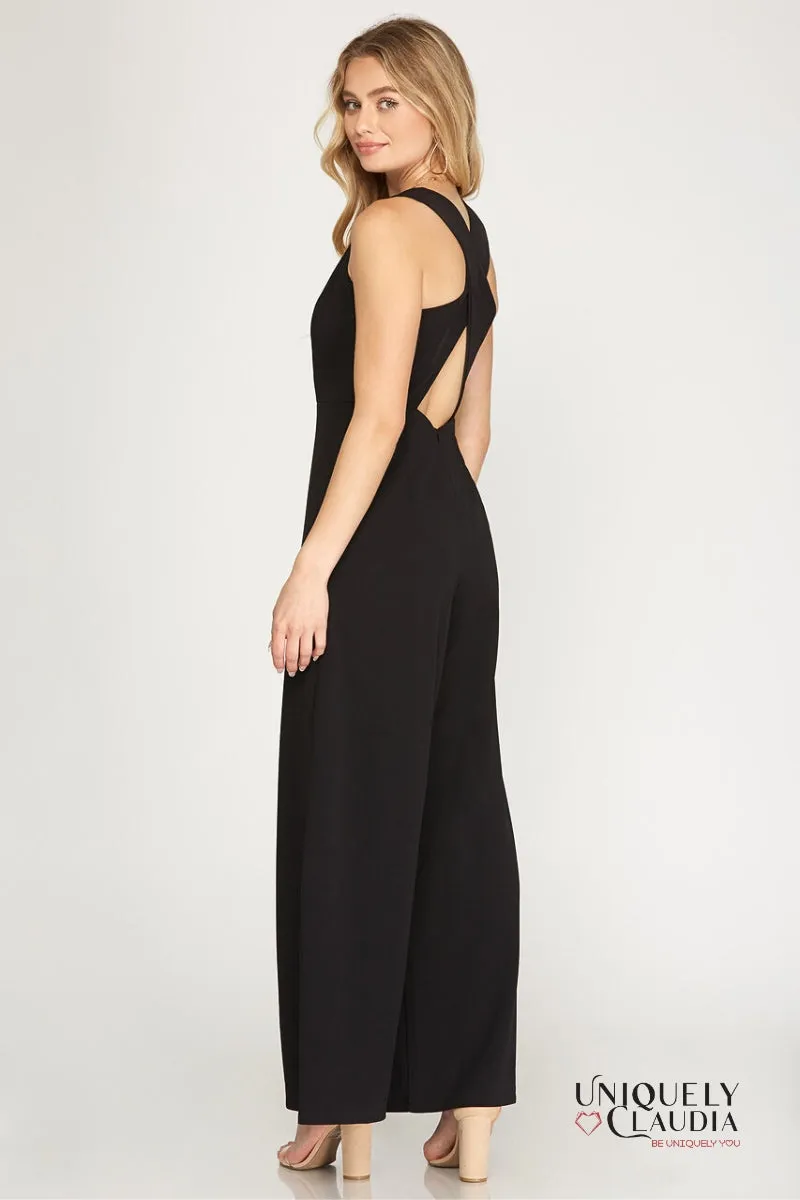 Chantal Sleeveless Knit Open Back Jumpsuit