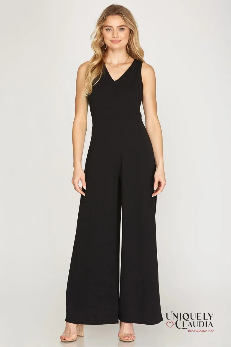 Chantal Sleeveless Knit Open Back Jumpsuit