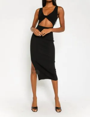 Ciara Cut Out Midi Dress in Black