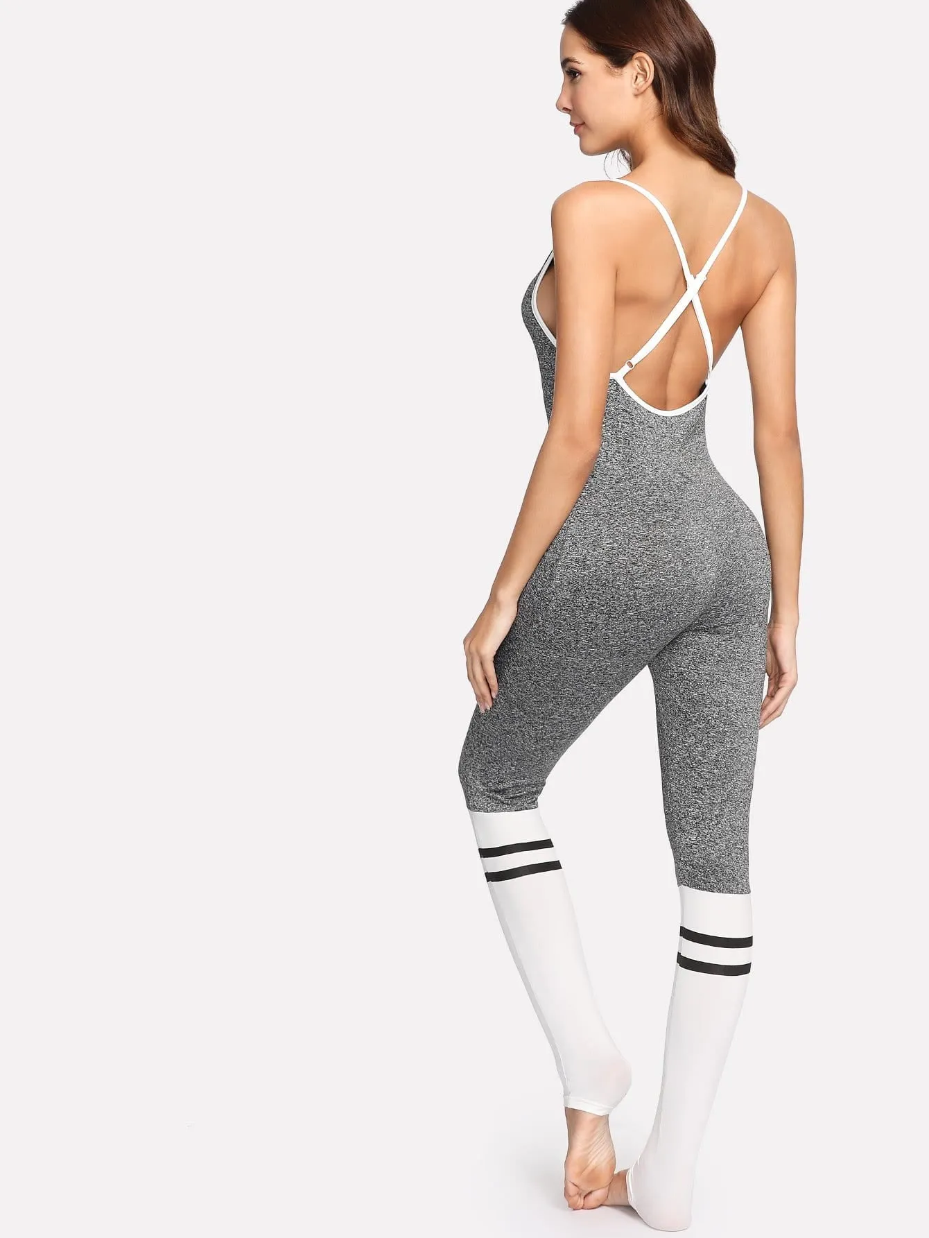Comfy cross back bodycon jumpsuit