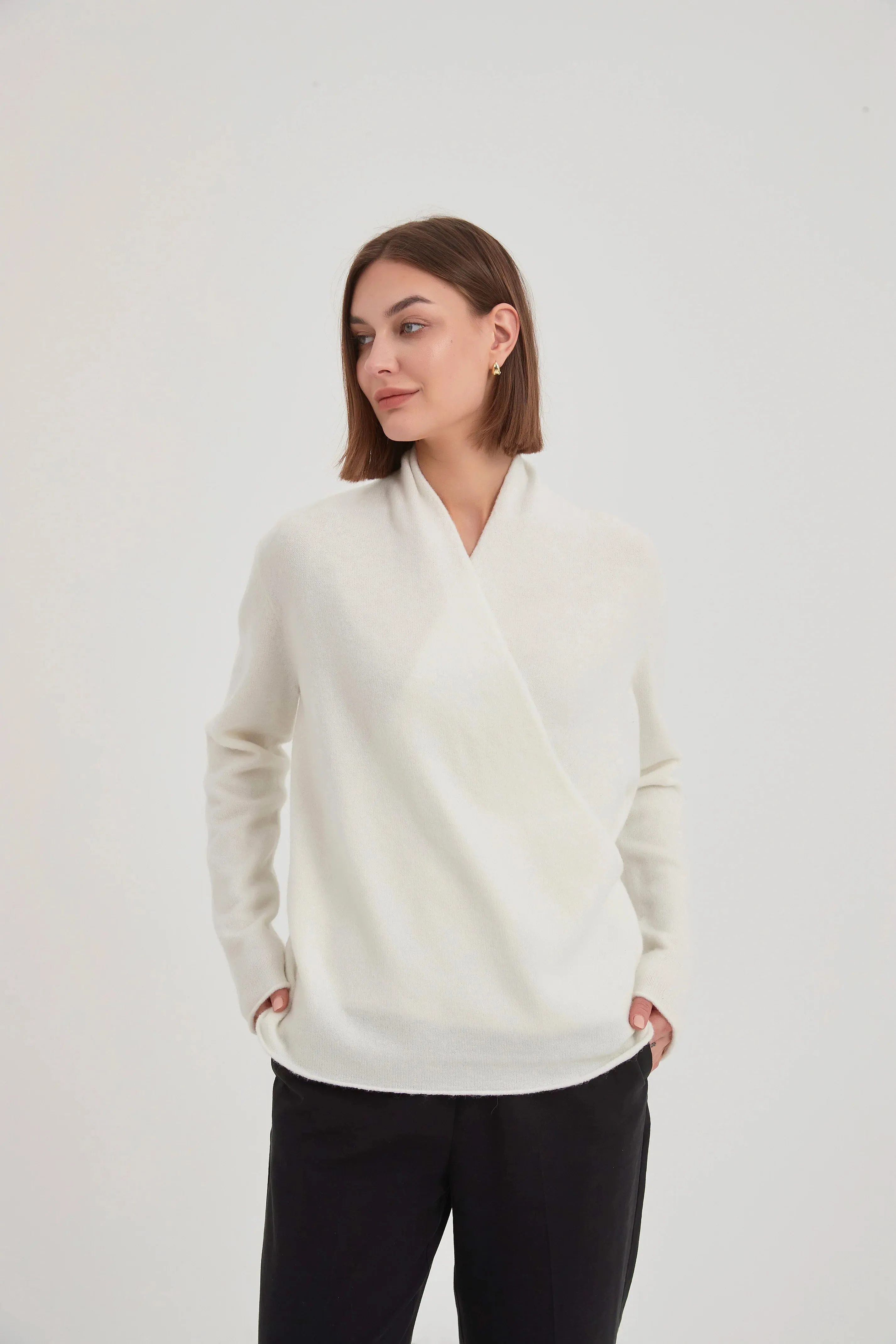 Cream Front Wrap Knit
