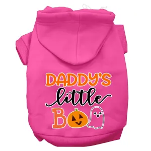 Daddy's Little Boo Screen Print Dog Hoodie Bright Pink M