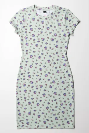 Ditsy Floral Bodycon Dress Green