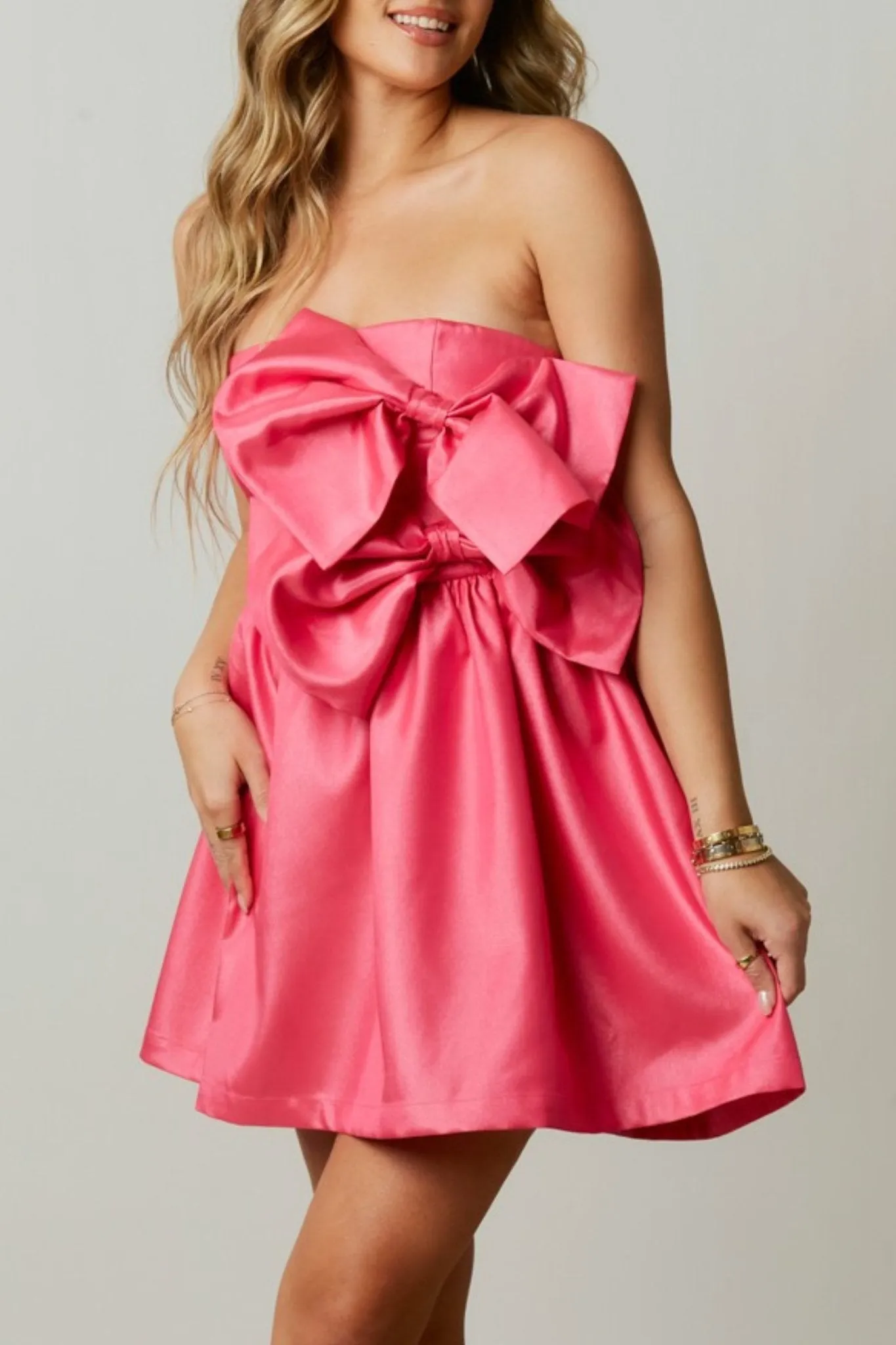 Double Bow Strapless Dress