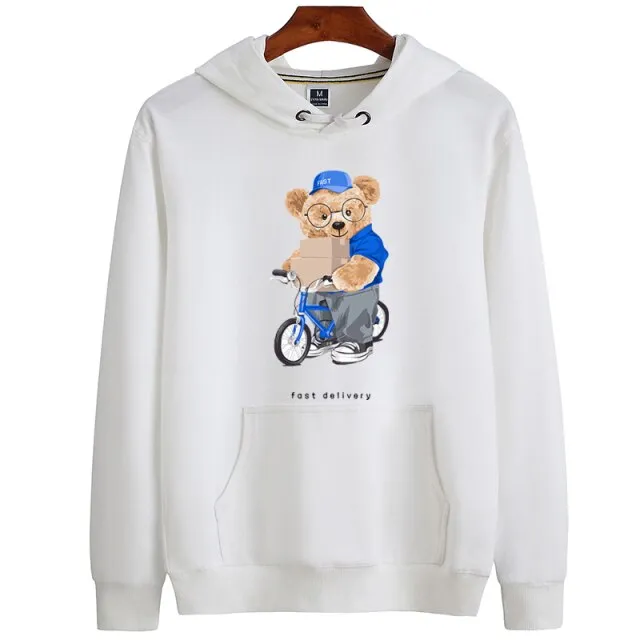 Eco-Friendly Bike Delivery Bear Hoodie