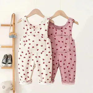Fashion Girls Heart Printing Corduroy Overalls Baby girl Romper Jumpsuit