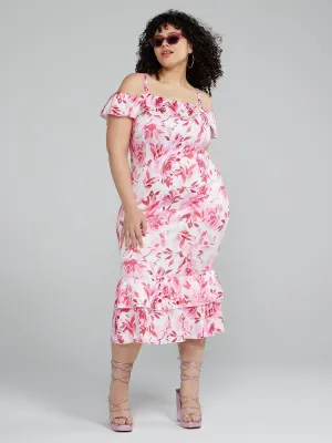 Fashion To Figure - Off Shoulder Floral Print Bodycon Dress