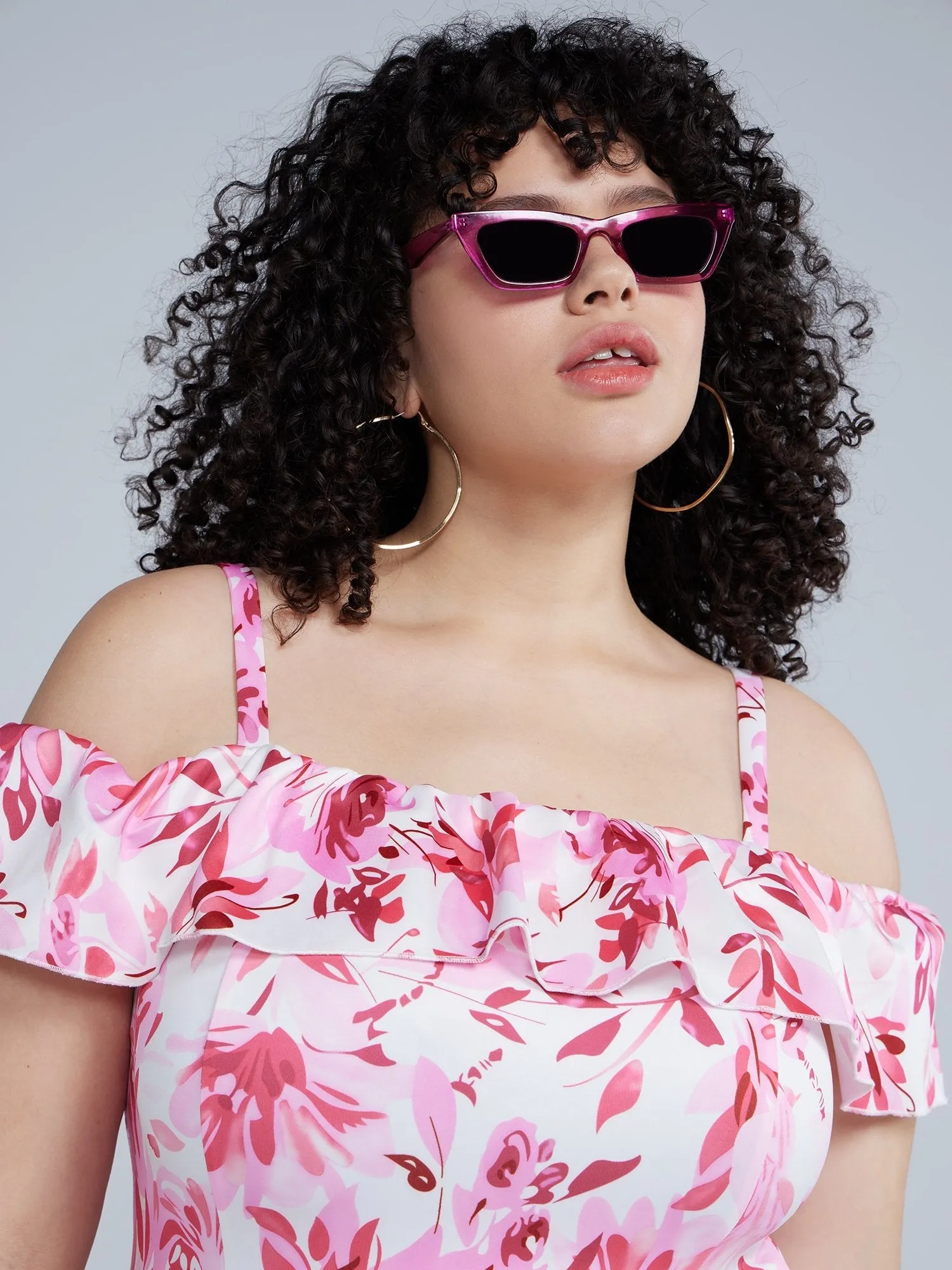 Fashion To Figure - Off Shoulder Floral Print Bodycon Dress