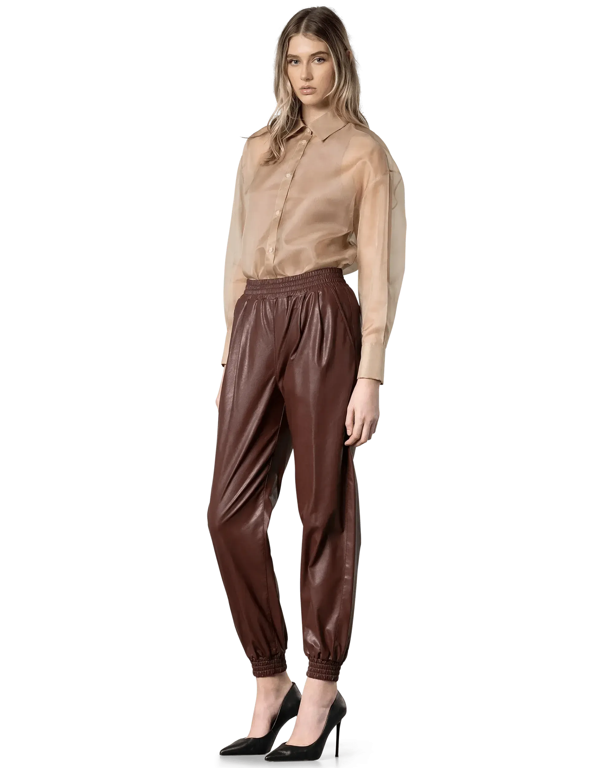 Faux Leather Joggers
