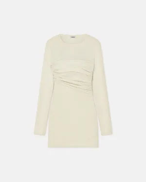 Feiko - Draped Mesh-Jersey Mini Dress - White Wax
