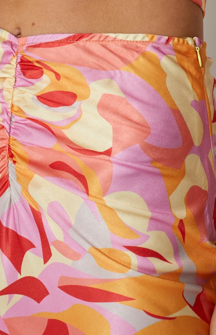 Ferla Orange Multi Printed Skirt