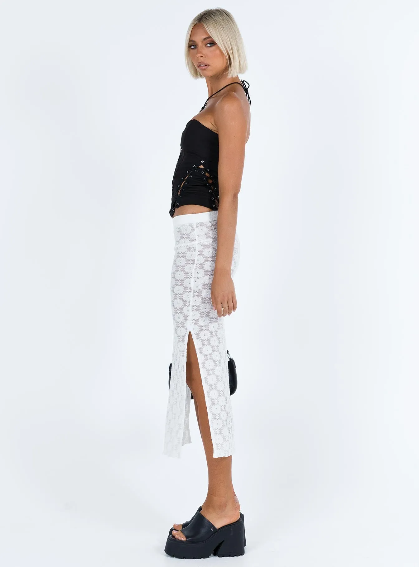 Focus On Yourself Midi Skirt White