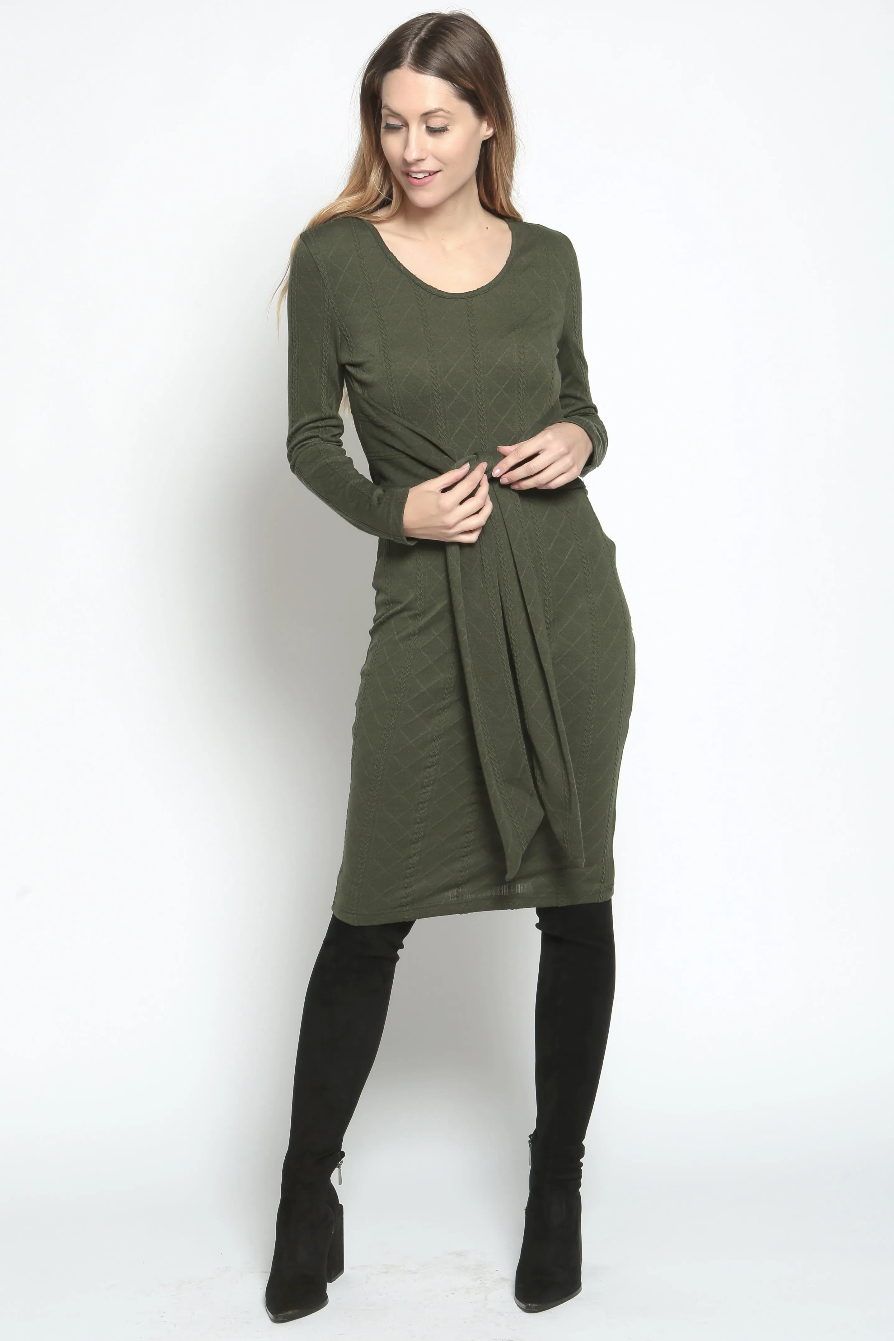 Front Tie Bodycon Knit Dress