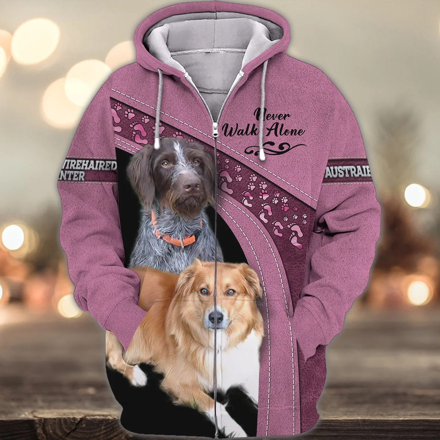 German Wirehaired Pointer And Austraienborder Never Walk Alone 3D Full Print Shirts