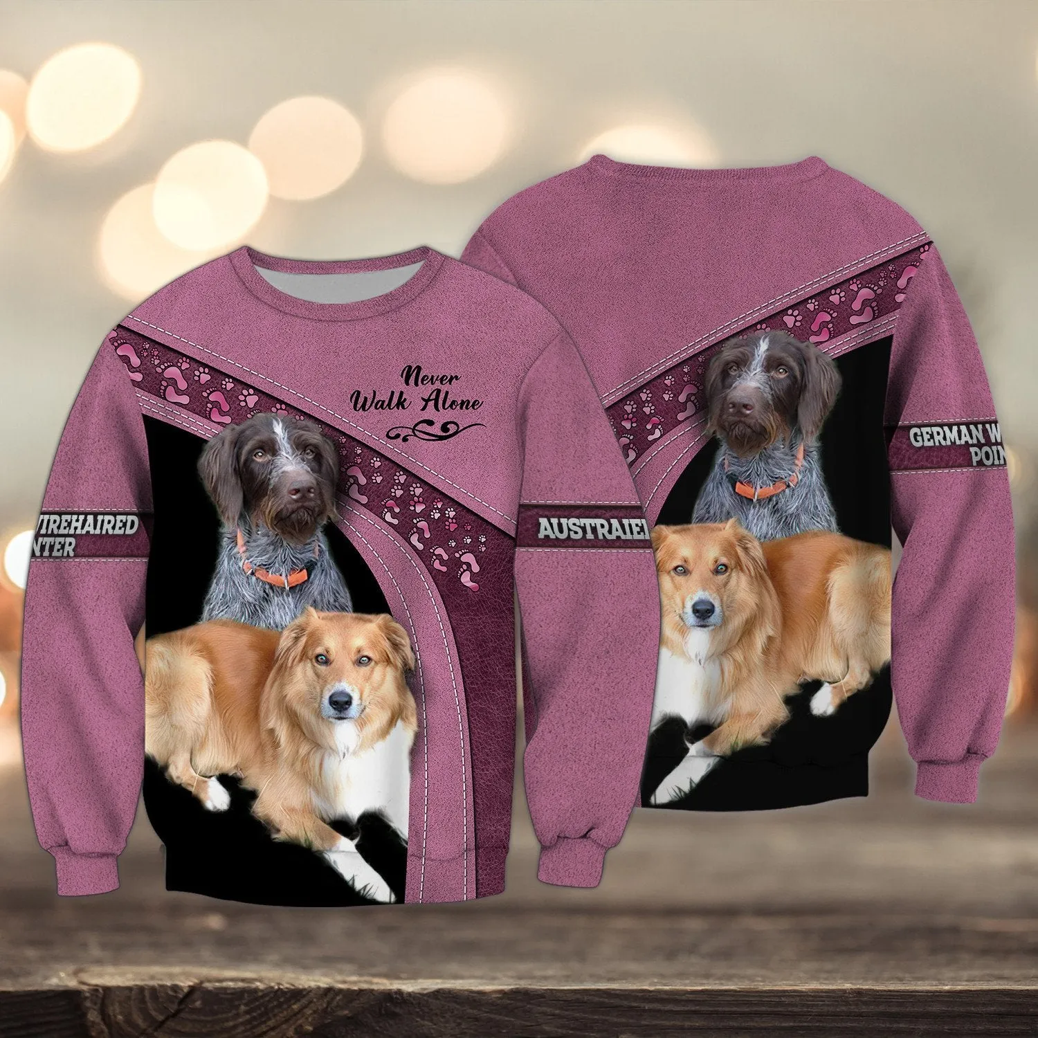 German Wirehaired Pointer And Austraienborder Never Walk Alone 3D Full Print Shirts