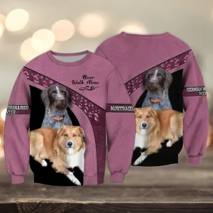 German Wirehaired Pointer And Austraienborder Never Walk Alone 3D Full Print Shirts