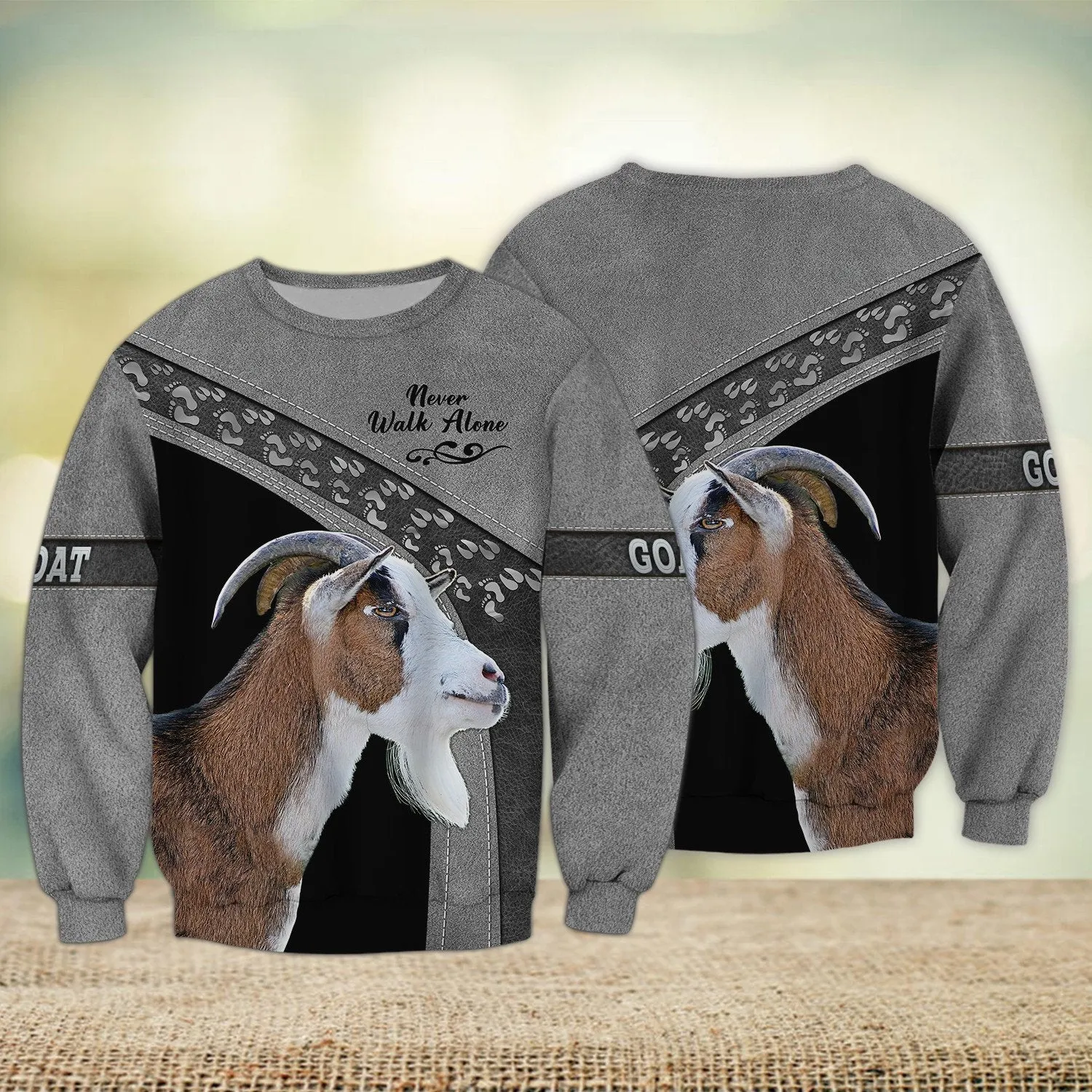 Goat Multicolor Option Never Walk Alone 3D Full Print Christmas Sweatshirt