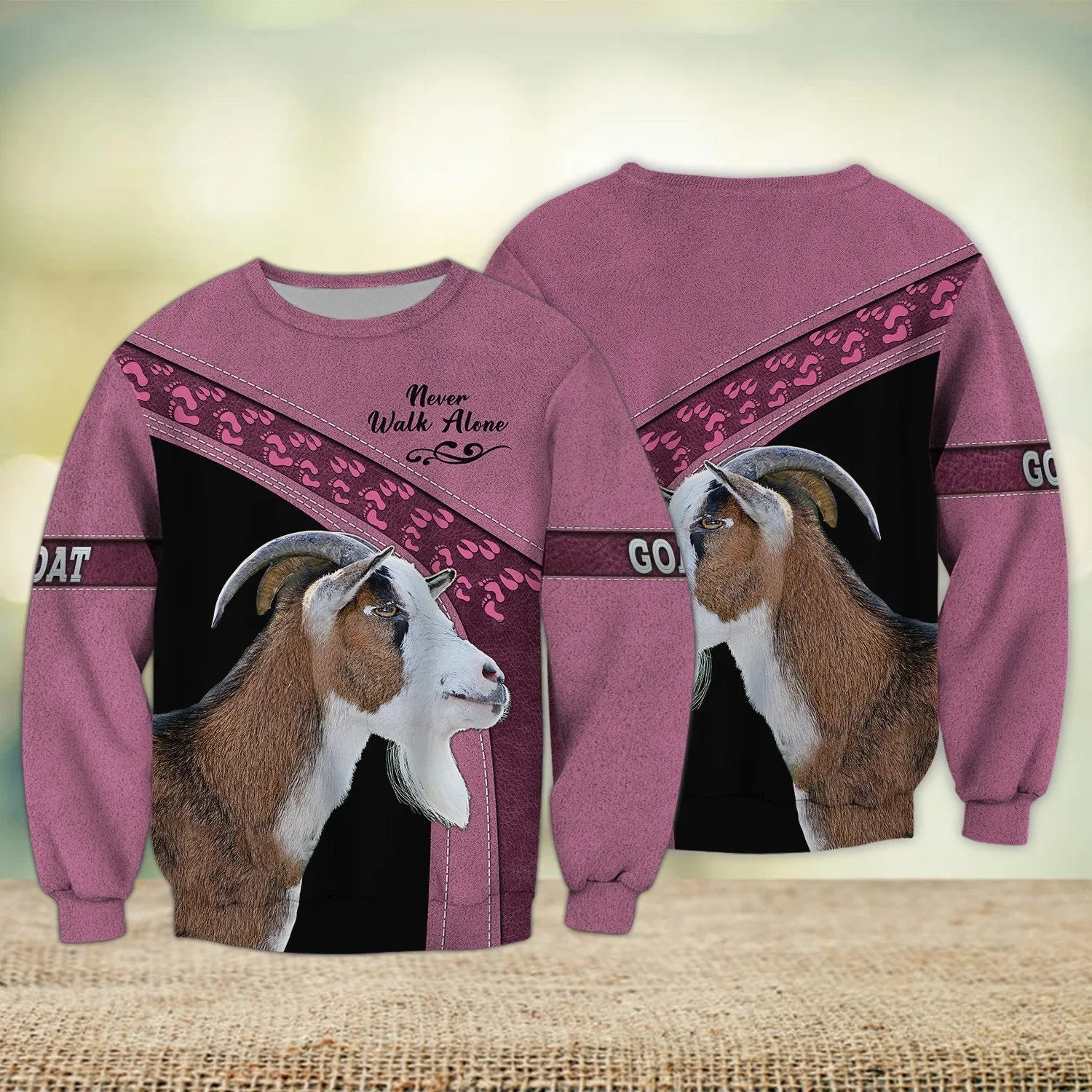 Goat Multicolor Option Never Walk Alone 3D Full Print Christmas Sweatshirt