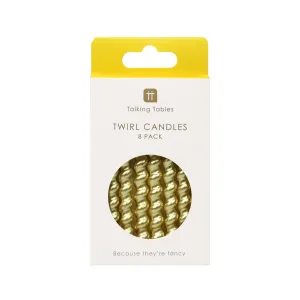 Gold Twirl Birthday Candles - 8 Pack