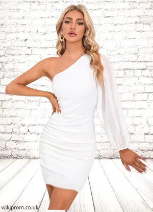 Grace Ruffle One Shoulder Sexy Bodycon Cotton Blends Mini Dresses SWKP0022542