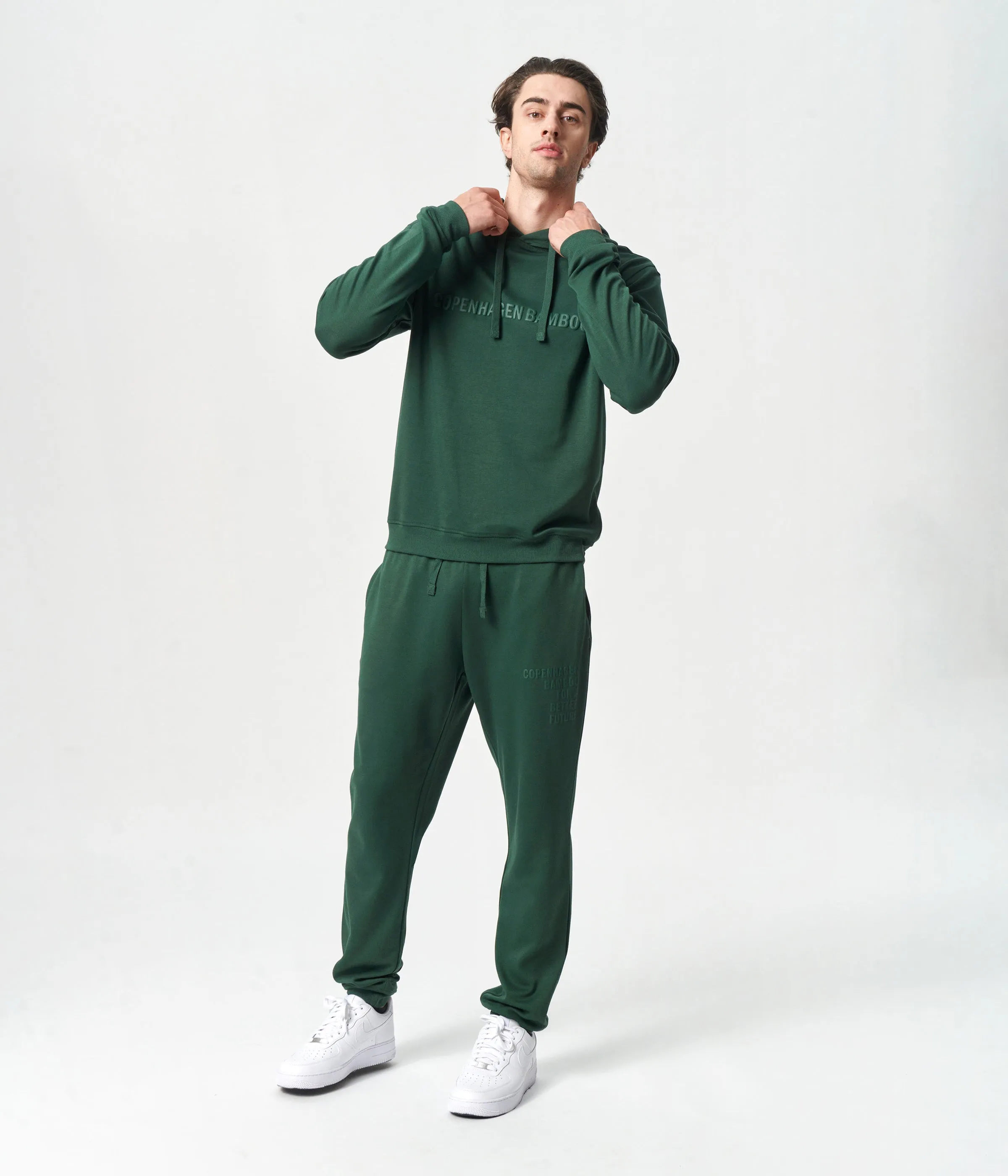 Green bamboo hoodie with logo