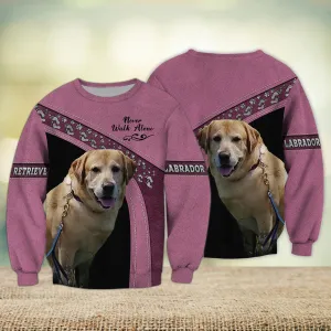 Grey and Pink Labrador Retriever Love Never Walk Alone 3D Full Print Sweatshirt Christmas