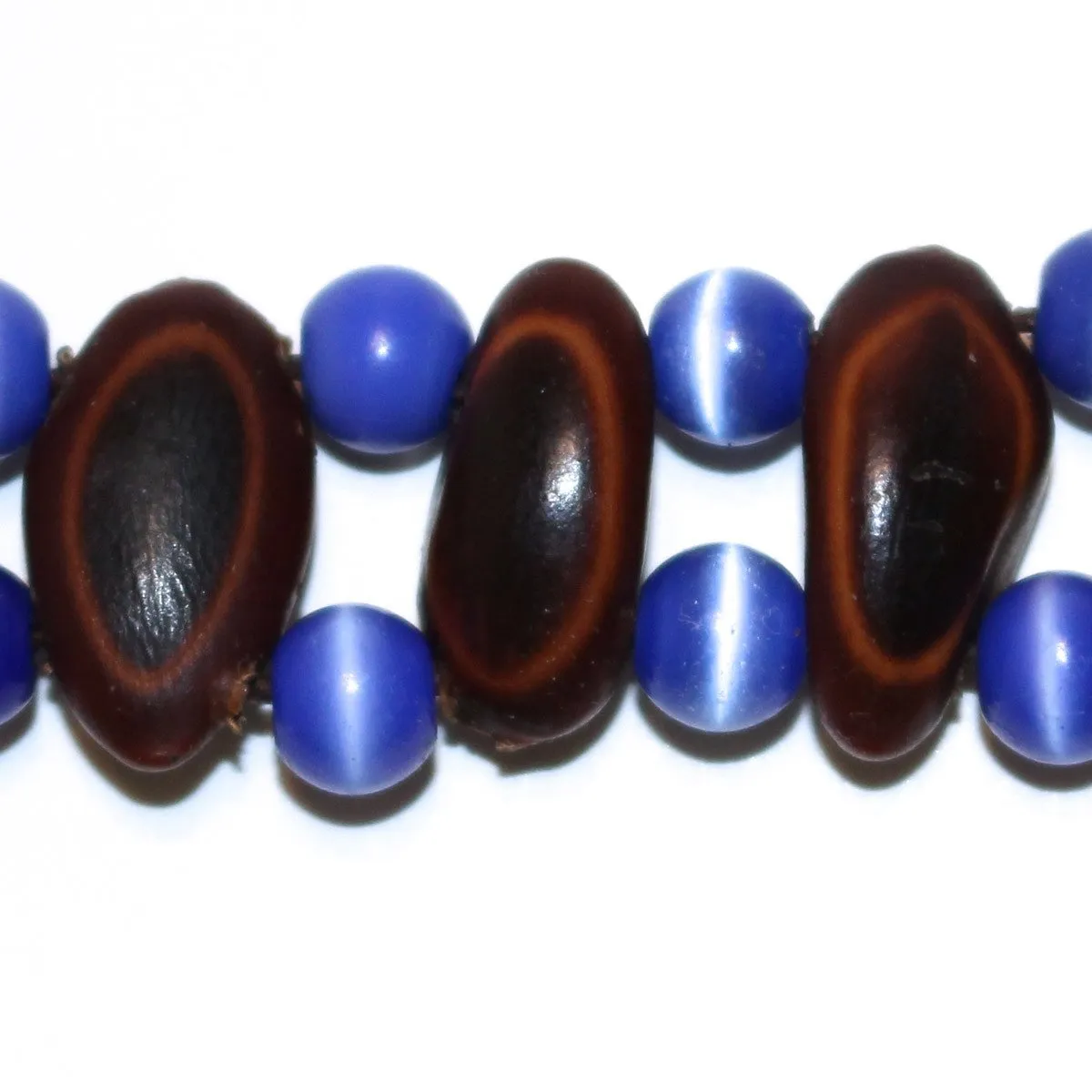 Guanacaste Rainforest Seed and Royal Blue Crystal Bracelet - Natural Artist