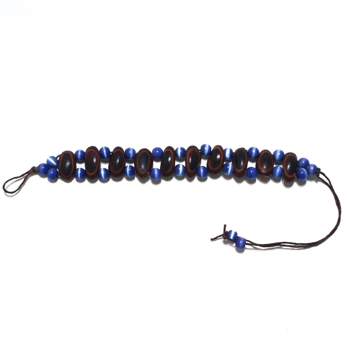 Guanacaste Rainforest Seed and Royal Blue Crystal Bracelet - Natural Artist