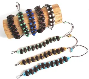 Guanacaste Rainforest Seed and Sea Foam Crystal Bracelet - Natural Artist