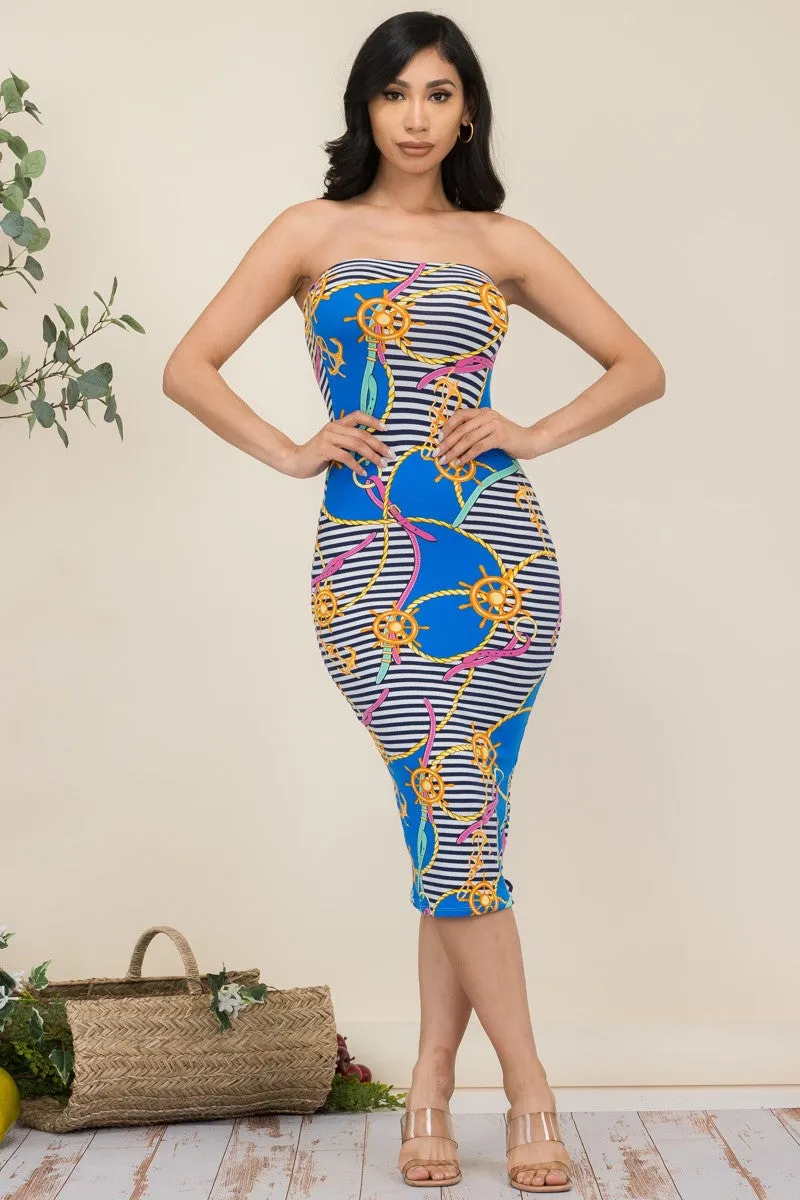 HH636X-NAUT - NAUTICAL PRINT TUBE DRESS