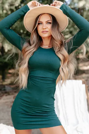 His Obsession Long Sleeve Open Back Bodycon (Hunter Green)