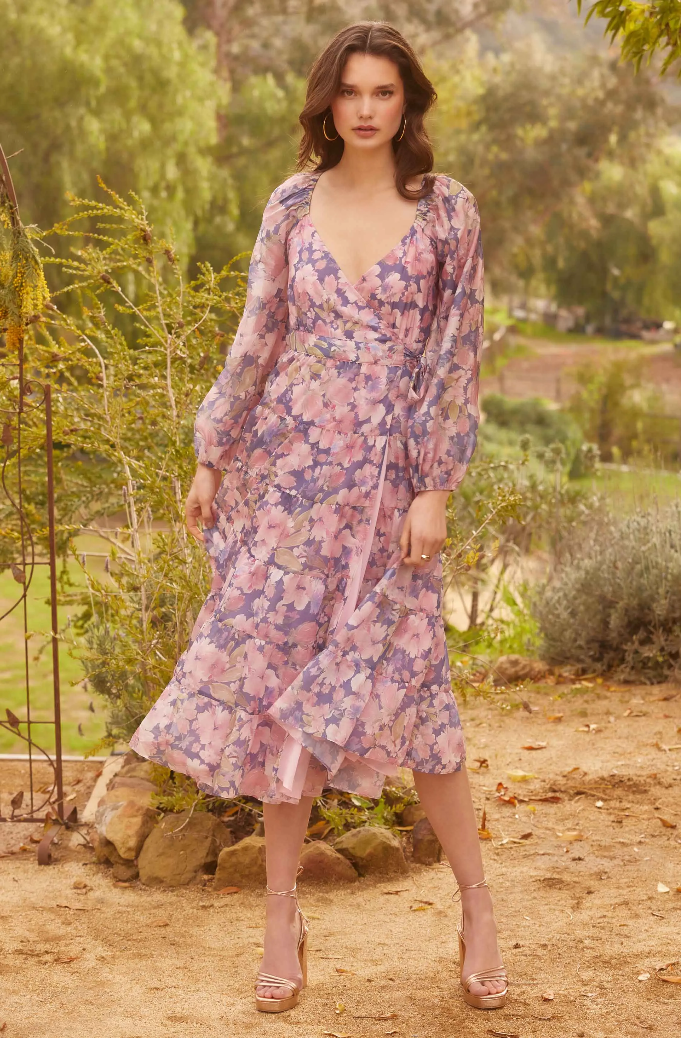 Jannika Floral Wrap Front Midi Dress