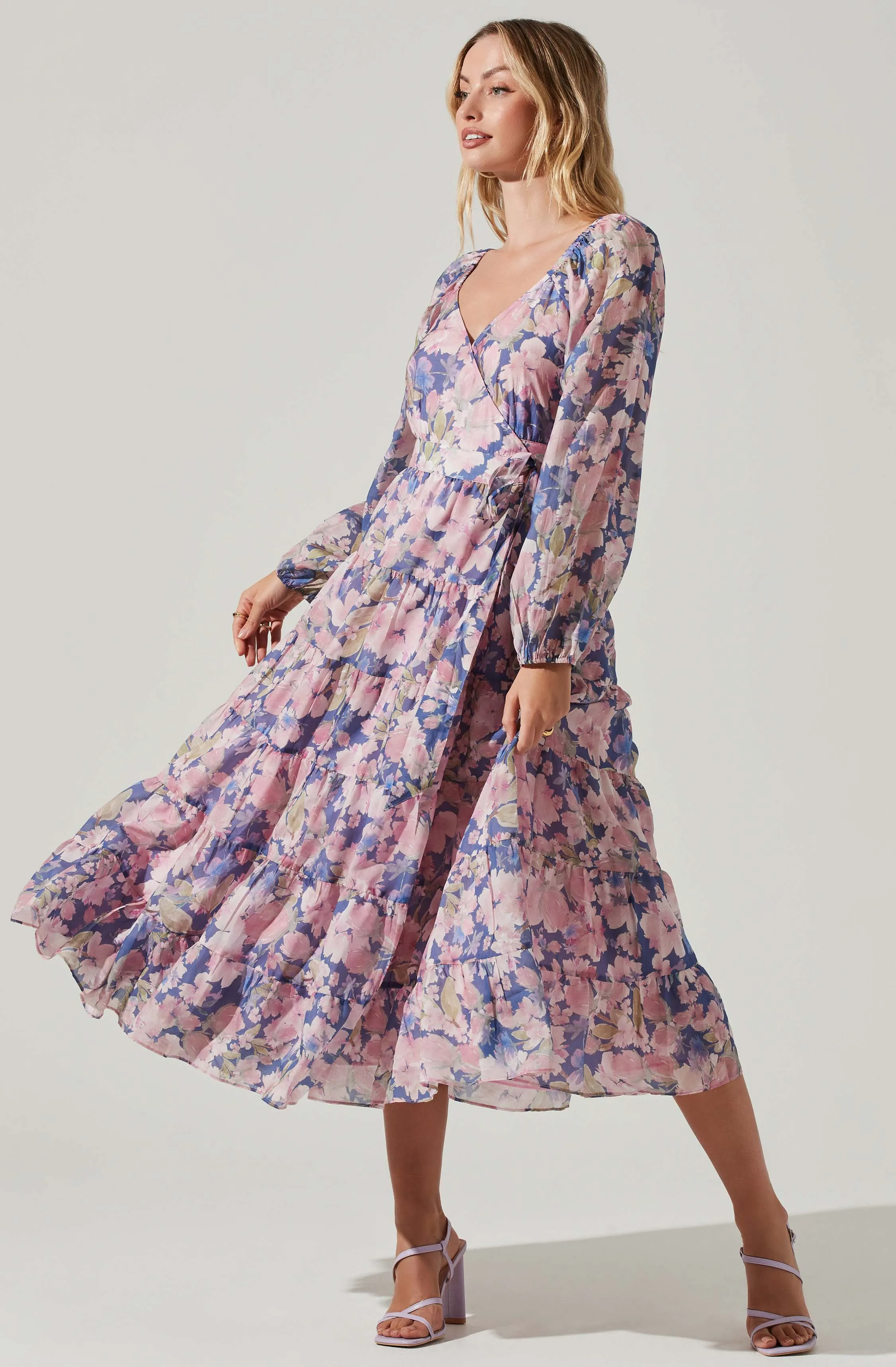 Jannika Floral Wrap Front Midi Dress