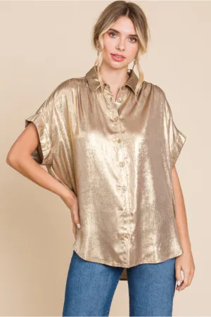JF Short Sleeve Metallic Top