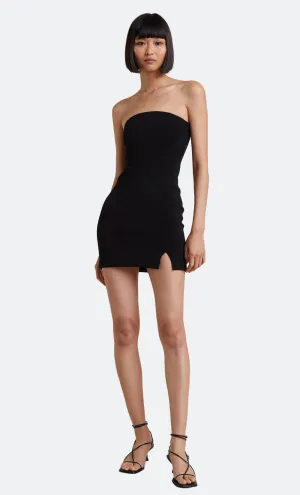 KARINA STRAPLESS SPLIT MINI DRESS - BLACK