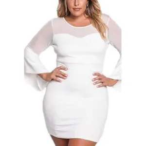 Ketty More Women Elegant Kimono Style Sleeve Round Neck Solid Pattern Above Knee Length Bodycon Dress-KMWDC424