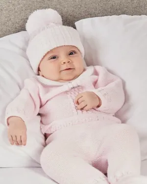 Knitted pink cable set (3-piece)