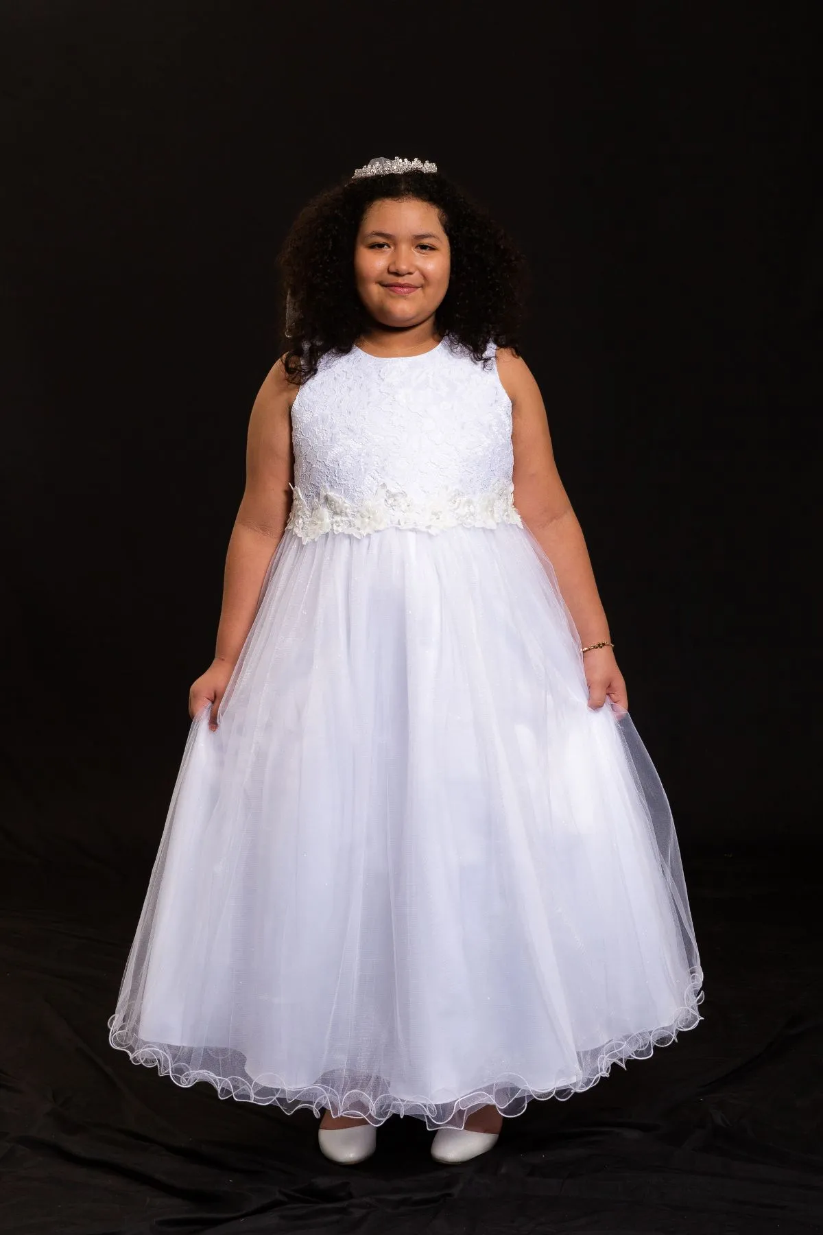 Lace Glitter Tulle Girls Plus Size Dress