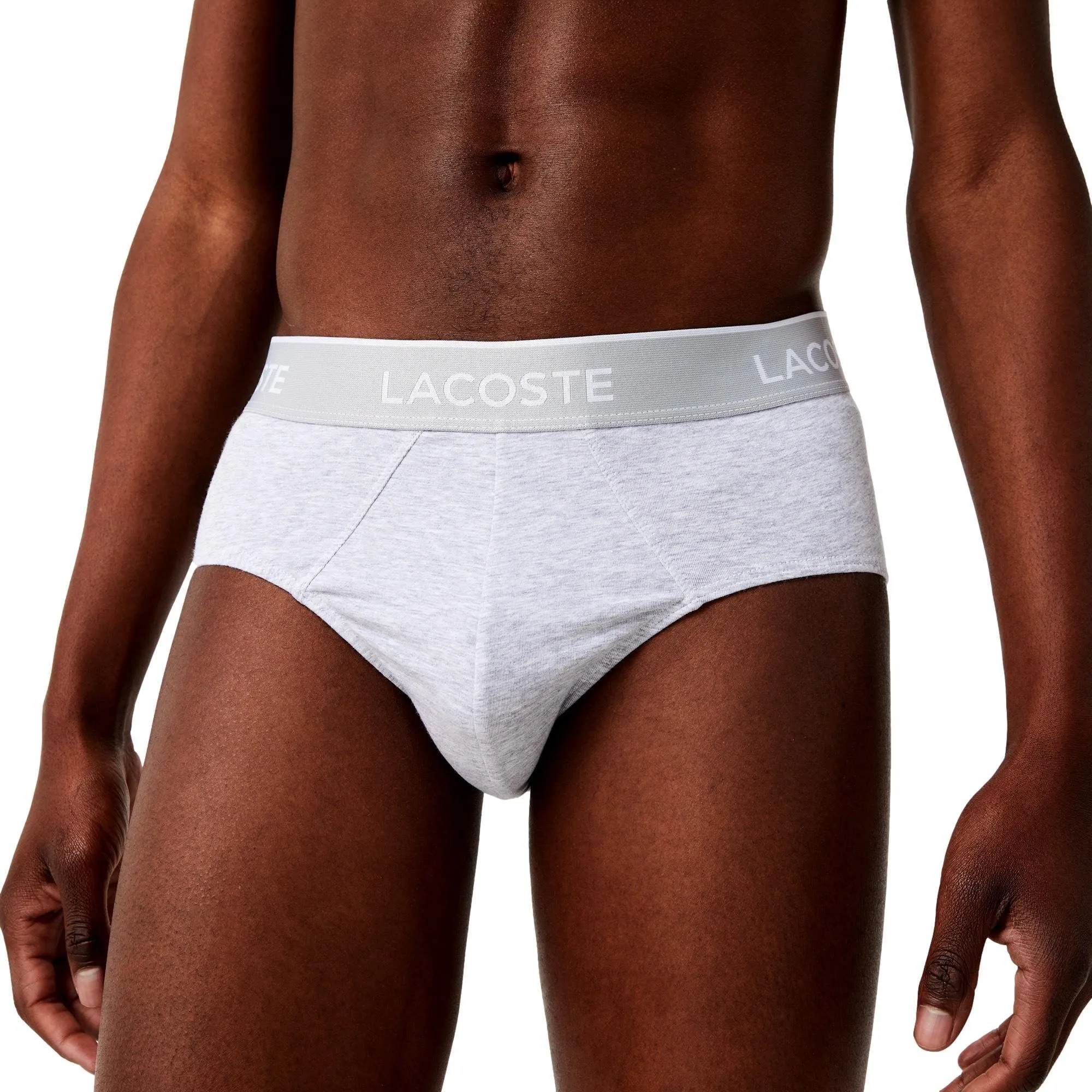 Lacoste Cotton Stretch 3 Pack Casual Briefs - Black/White/Grey
