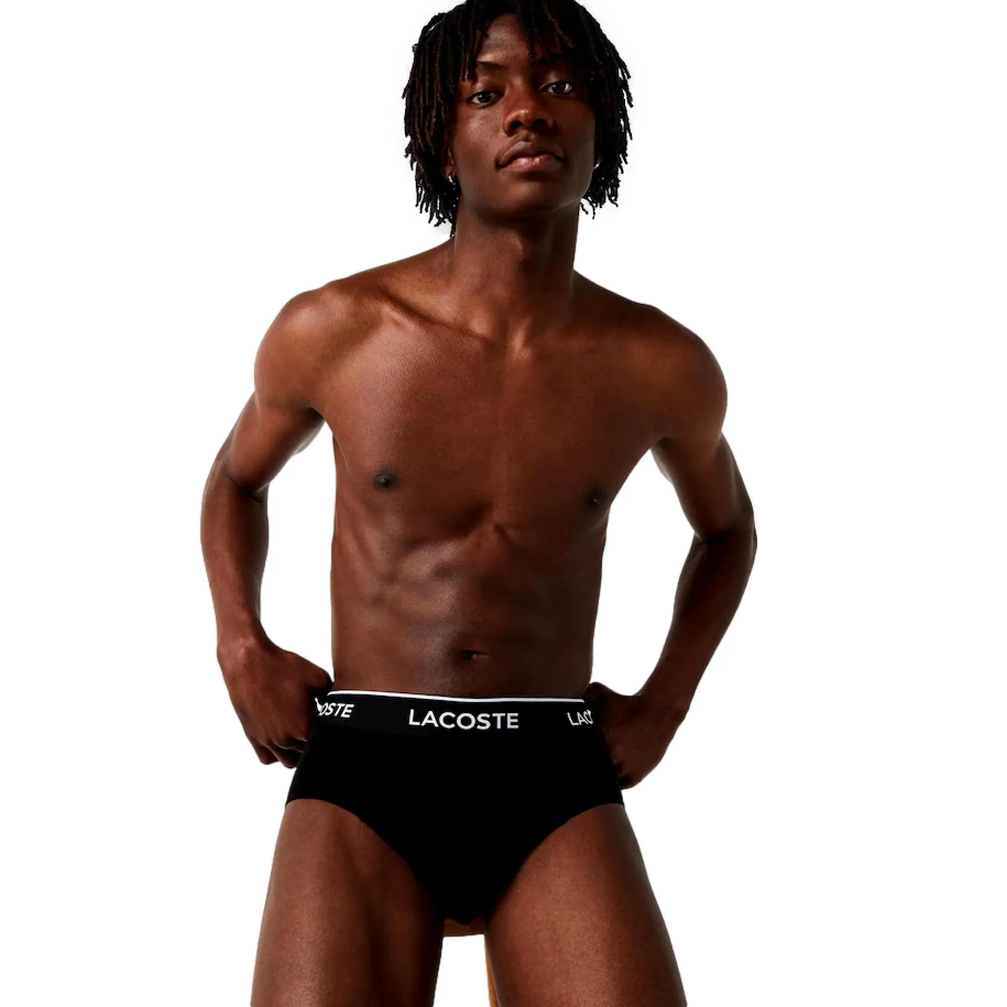 Lacoste Cotton Stretch 3 Pack Casual Briefs - Black/White/Grey