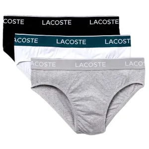 Lacoste Cotton Stretch 3 Pack Casual Briefs - Black/White/Grey