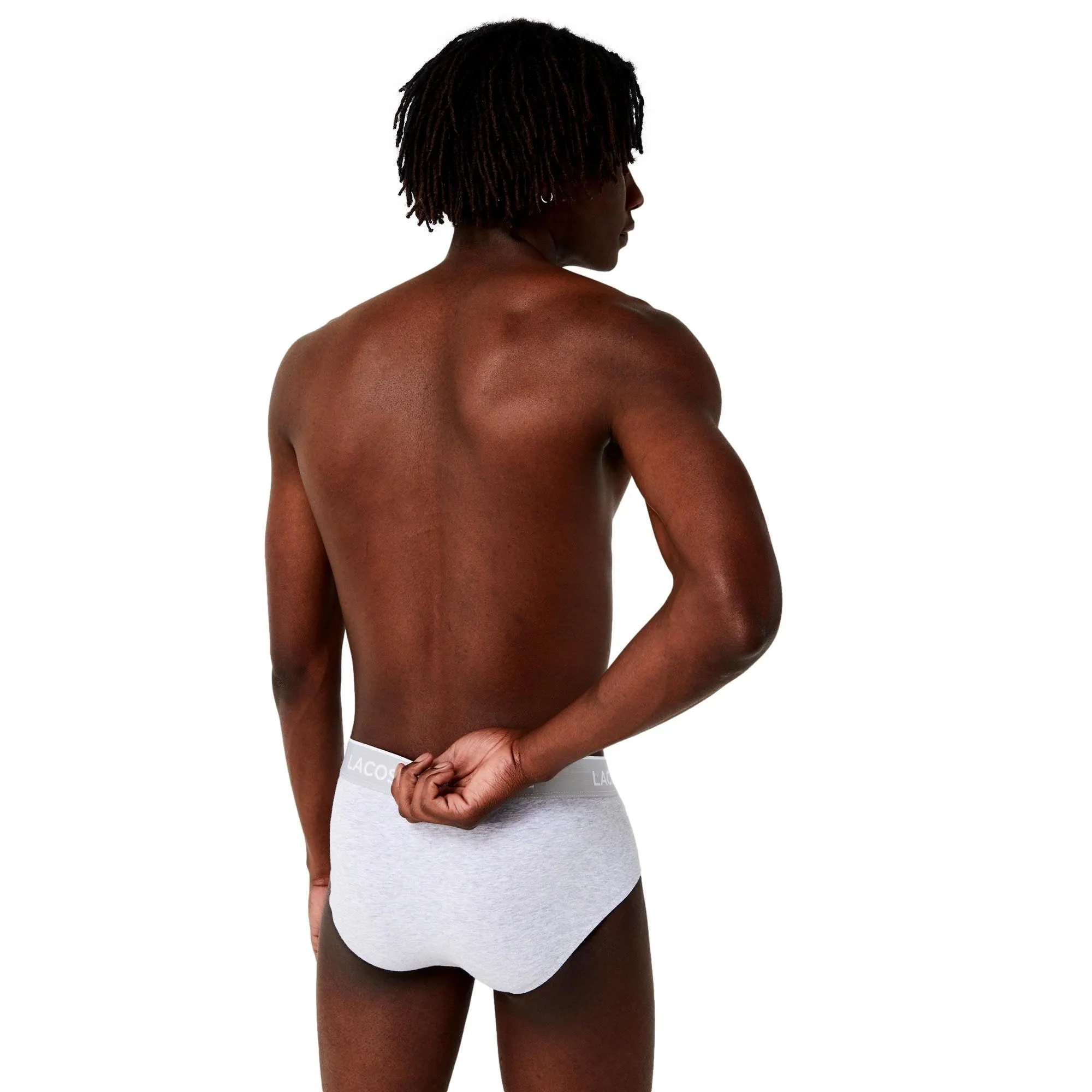 Lacoste Cotton Stretch 3 Pack Casual Briefs - Black/White/Grey