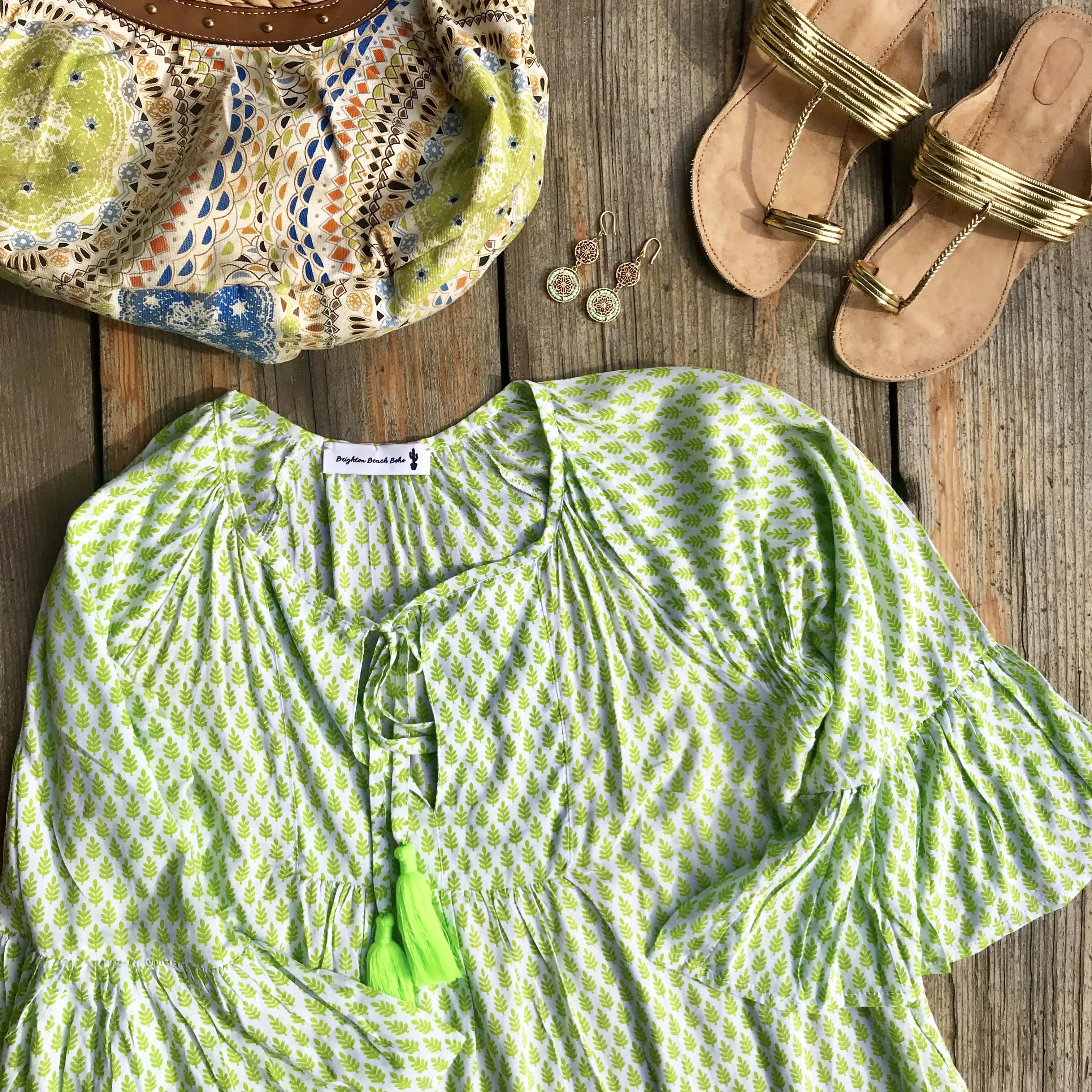 Lime Sun Tassel Top