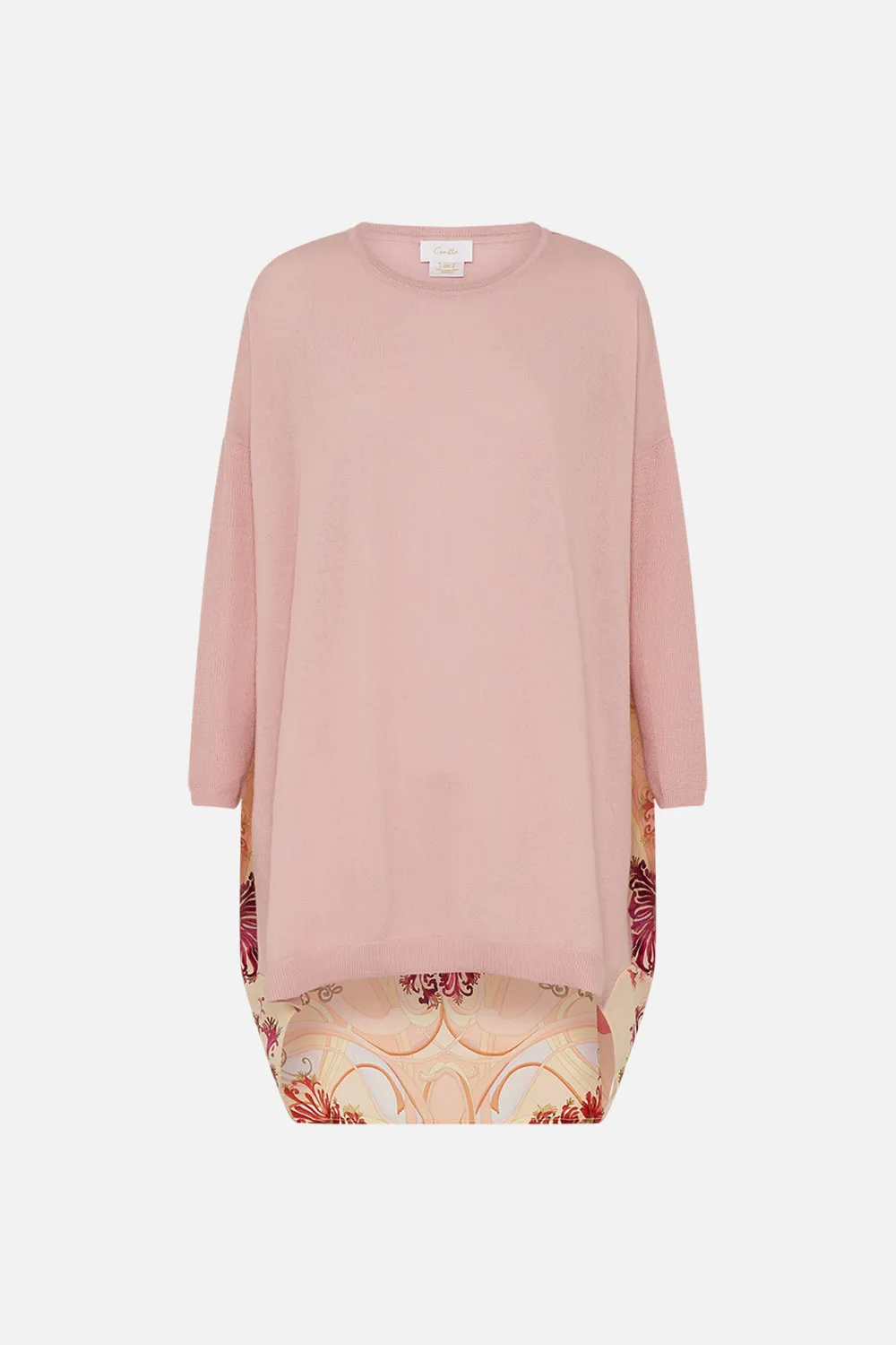 LONG SLEEVE JUMPER WITH PRINT BACK BLOSSOMS AND BRUSHSTROKES