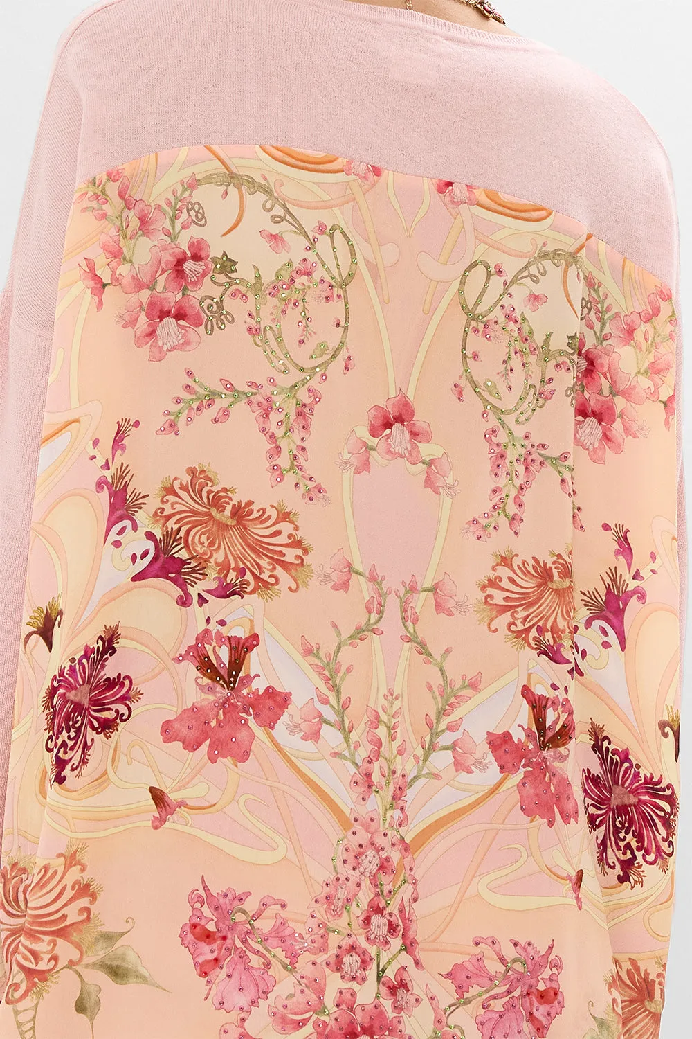 LONG SLEEVE JUMPER WITH PRINT BACK BLOSSOMS AND BRUSHSTROKES