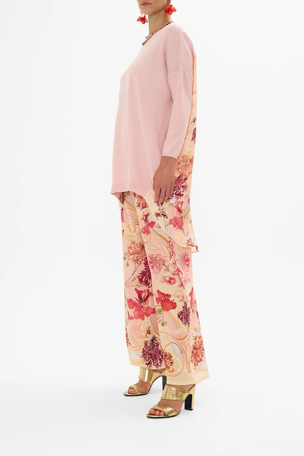LONG SLEEVE JUMPER WITH PRINT BACK BLOSSOMS AND BRUSHSTROKES