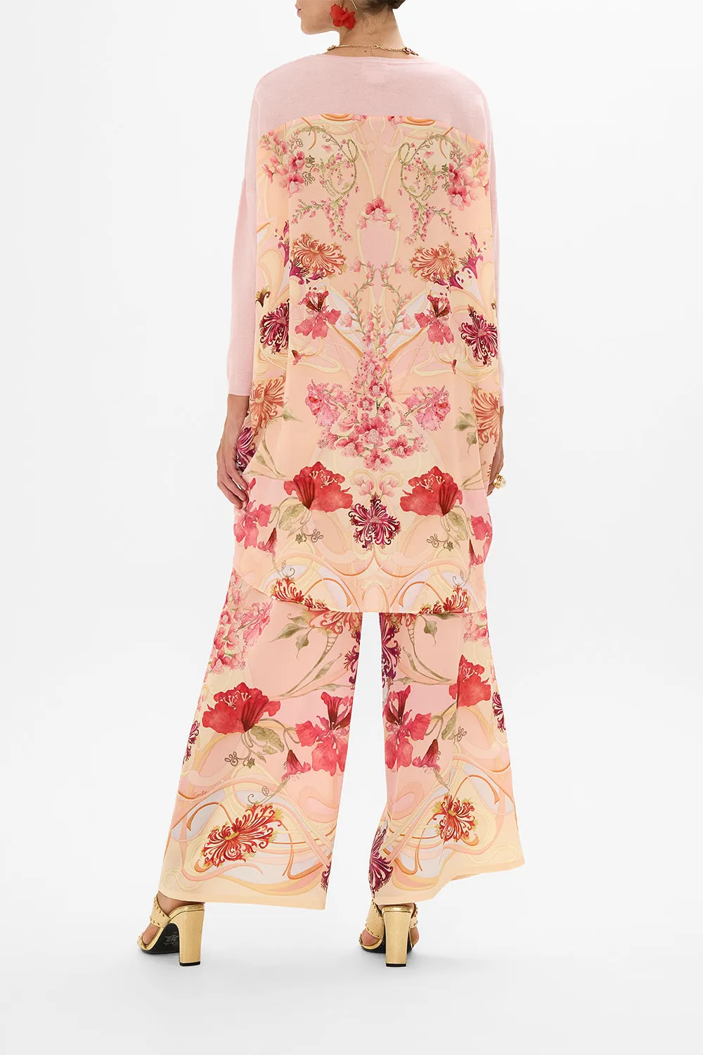 LONG SLEEVE JUMPER WITH PRINT BACK BLOSSOMS AND BRUSHSTROKES